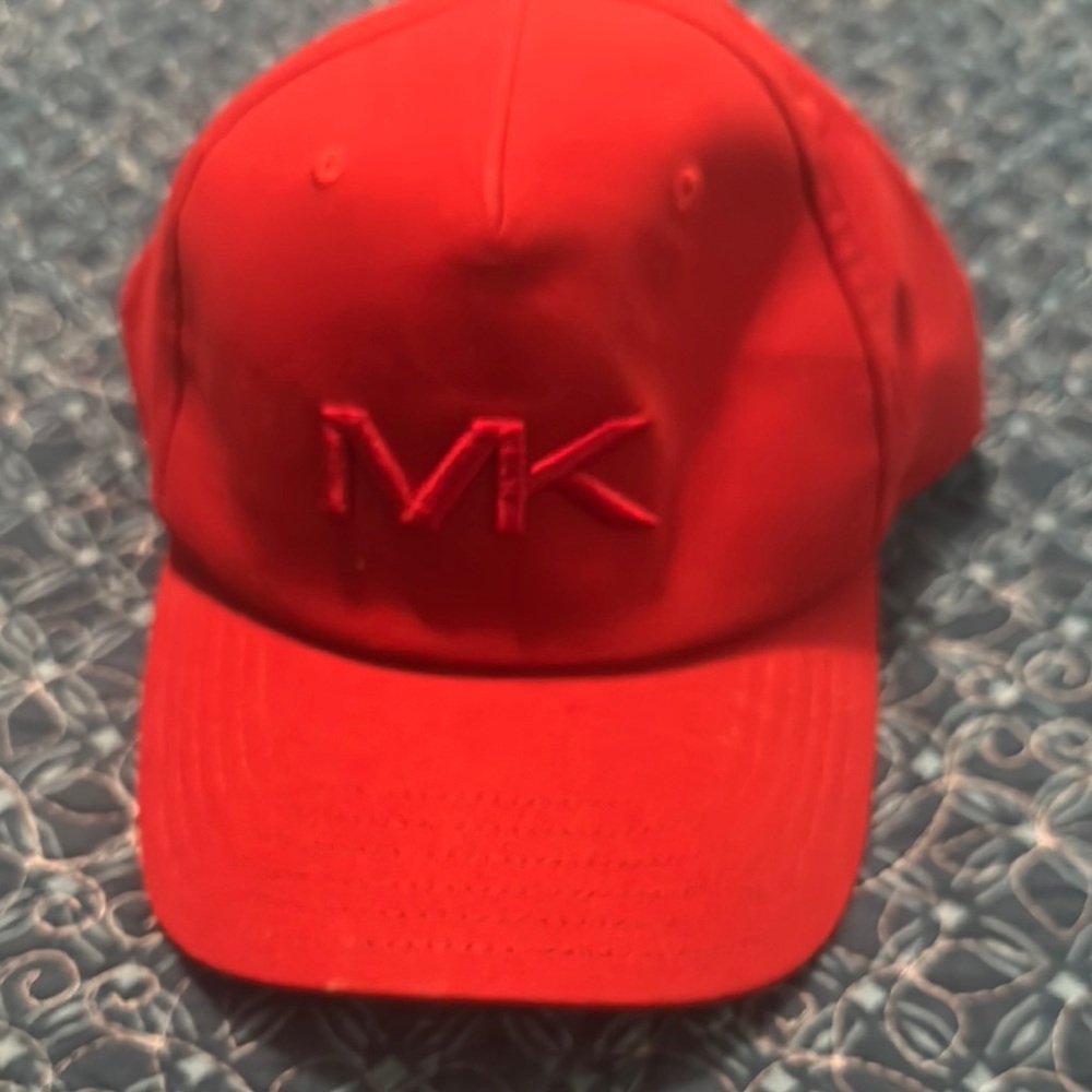 Michael Kors Red Baseball Hat with Embroidered Logo